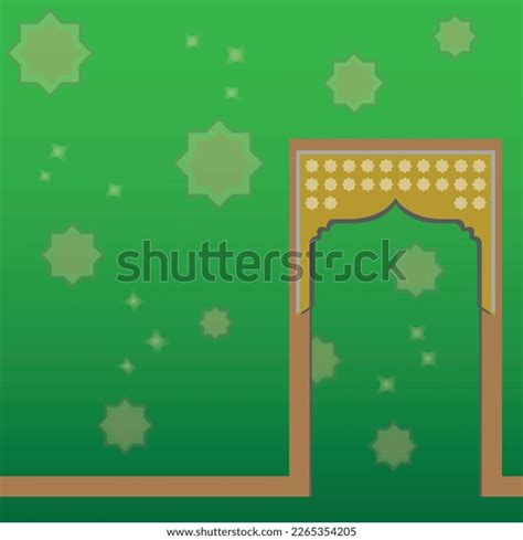 Green Gradient Background Mosque Gate Brown Stock Vector Royalty Free