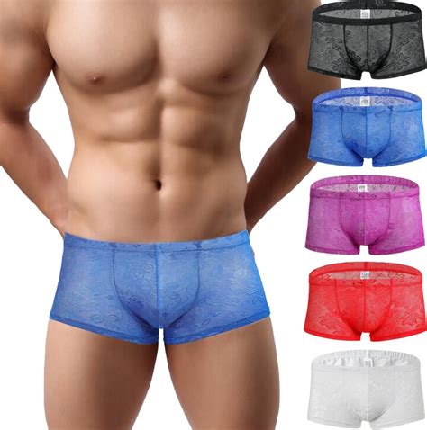 Faringoto Mens Sissy Pouch Panties Sexy Lingerie Lace Floral Boxer Briefs Gay Underwear