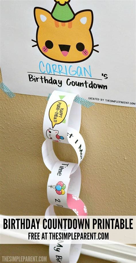 Kids Birthday Countdown Printable To Make Celebrating Easy • The Simple