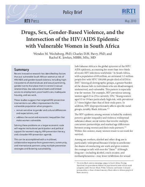 Pdf Drugs Sex Gender Based Violence And The Intersection Of The