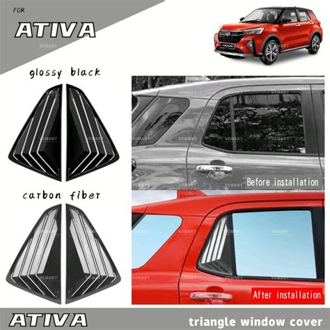 Vemart Perodua Ativa Carbon Fiber Window Triangle Louver Cover Garnish