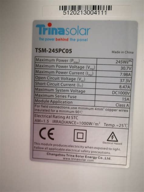 Solar Panel Trina Solar Trina Tsm Pc Wp Poly Secondsol