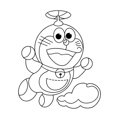 Boyama sayfası Doraemon helikopter | Coloring-for-Kids.com