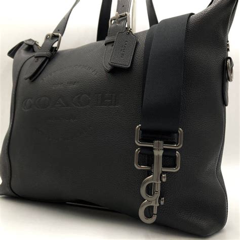 1円 極 Coach コーチ ハドソン トートバッグ 2way メンズ レザー シボ革 ブラック ビジネス A4収納 ショルダー F30620