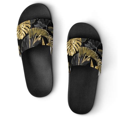 Gzhjmy Stylish Slides For Women Men Tropical Style Palm Leaves Soft