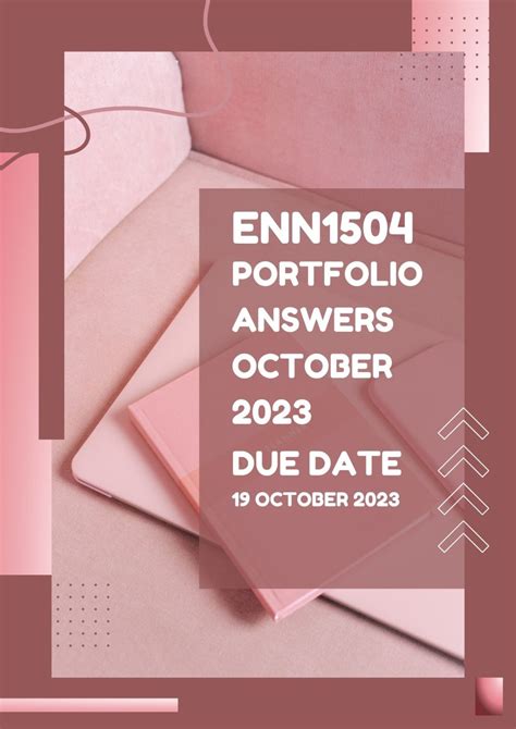 ENN1504 Portfolio October November COMPLETE ANSWERS Semester 2 2023