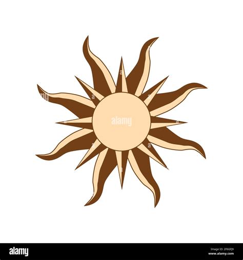 Magic concept, vintage sun with face, gold, trending beige, stylized ...