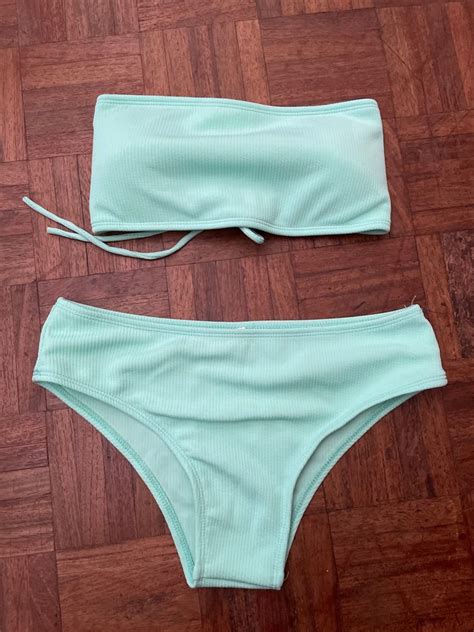 Mint Green Bikini Women S Fashion Swimwear Bikinis Swimsuits On Carousell