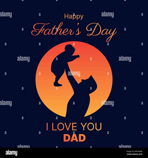 Father S Day Greeting Card Design With Silhouette Of Father And Son