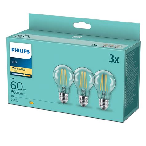 Pachet Becuri Led Filament Philips A E W W Lm