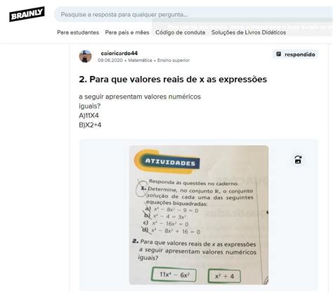 Para Que Valores Reais De X As Expressões A Seguir Apresentam Valores