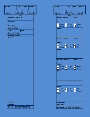 Fillable Online Training Fema ICS Form 219 4 T Card Blue Pdf FEMA