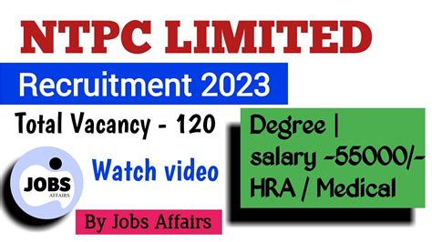 NTPC Recruitment 2023 Vacancy 120 NTPC Assistant Executive