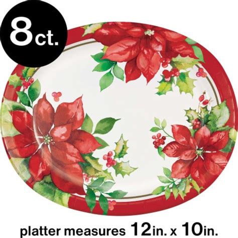 Cc Paper Art Perfect Poinsettia Oval Platters 8 Pk Smith’s Food And Drug