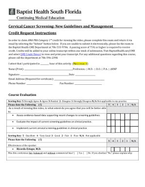 Fillable Online Cervical Cancer Screening New Guidelines And