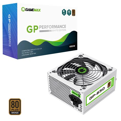 GameMax GP650 White 650W 80 Plus Bronze Wired Power Supply PROPERMAC