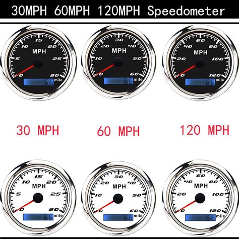 Waterproof Car Boat Speedometer Gauge Stainless Steel Bezel Speed