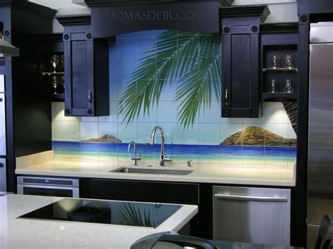 Tropical Beach Kitchen Backsplash Kitchen Remodel Images, Narrow ...