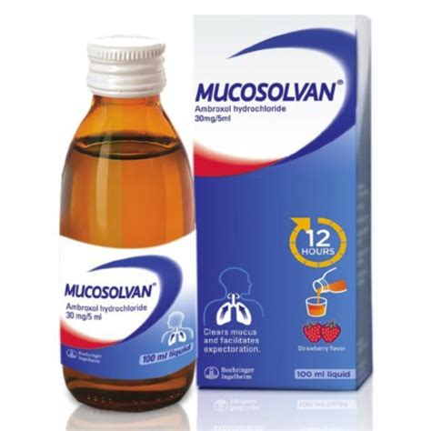 Mucosolvan Syrup 30mg5ml Liquid 100ml Strawberry For Cough With