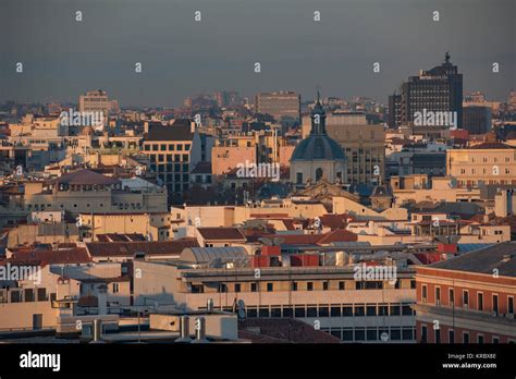 Madrid Spain December 21 2015 Madrid Skyline At Sunset Stock Photo