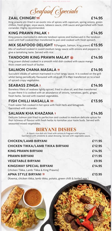 Menu at Kingsway lounge restaurant, Warrington