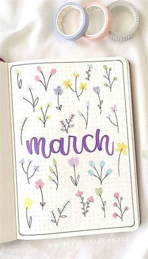 Creative Bullet Journal Monthly Cover Ideas For March