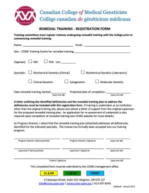 Fillable Online Remedial Training Registration Form Fax Email Print