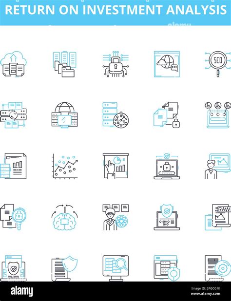 Return On Investment Analysis Vector Line Icons Set ROI Analysis