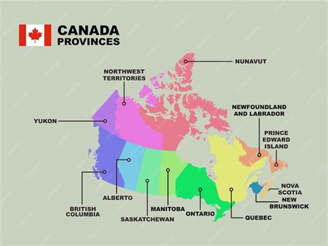 A Mais Extensa Província Do Canadá - Mapa vetorial do país do canadá com províncias | Vetor Premium