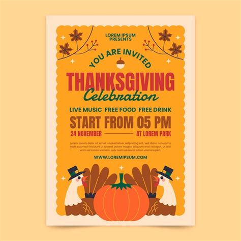 Free Vector Flat Thanksgiving Invitation Template