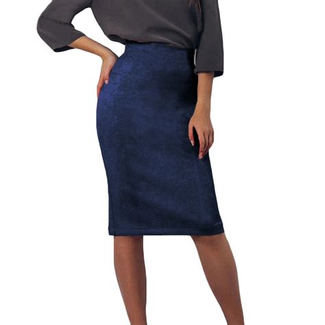 Sexy Women Suede Pencil Skirt Solid High Waist Skirts Split Zip Bodycon