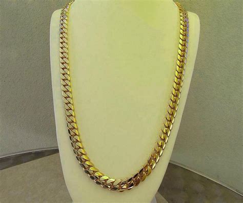 Solid 14k Yellow Gold Mens Cuban Link Chain Necklace 24 Heavy 2216