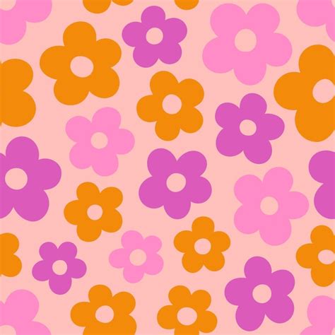 Premium Vector Groovy Daisy Flowers Seamless Pattern Floral Vector