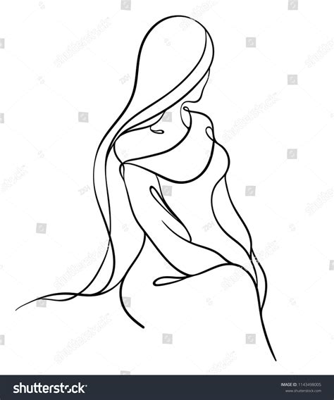 Girl Silhouette Continuous Line Drawing Body Stock Illustration