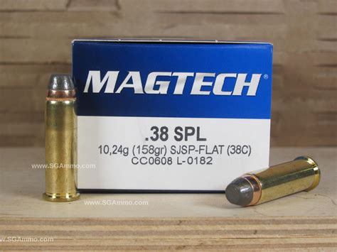 50 Round Box 38 Special 158 Grain Sjsp Flat Magtech Ammo 38c