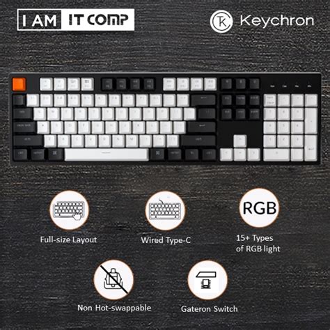 Keychron C Full Size Wired Type C Rgb Non Hot Swappable Gateron Mechanical Keyboard Shopee
