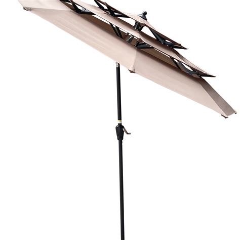 Stylish Durable 3 Tiered 9 Foot Outdoor Patio Umbrella With Crank Tilt And Wind Vents Ideal