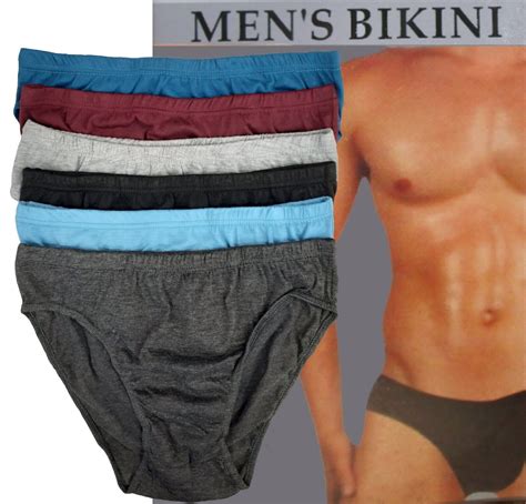 6 Mens Bikini Briefs Low Rise Cotton Solid Colors Underwear S M L Xl