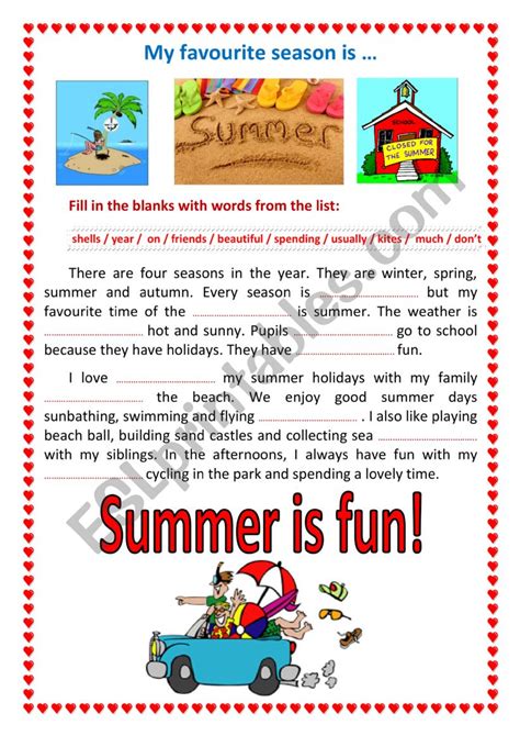 My Favourite Season Esl Worksheet By Adel Ayoub