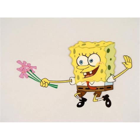 Slapping Flowers Spongebob Original Animation Art Cel