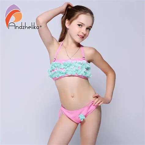 Andzhelika Bikini Kinder Bademode Solide Blumen Bademode Sommer Zwei