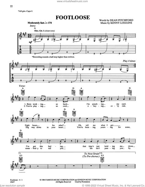 Footloose Sheet Music For Guitar Solo Chords PDF