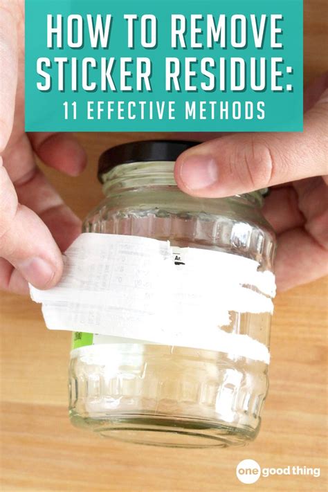 Someone Removing Sticker From A Mason Jar With The Title How To Remove