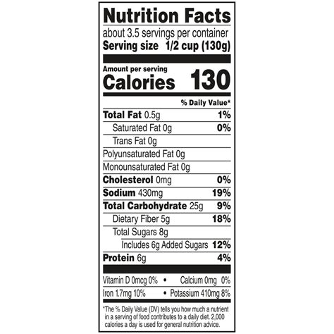 Van Camp S Pork And Beans Nutrition Facts