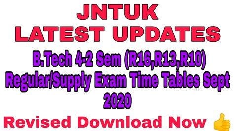 Jntuk B Tech Sem R R R Regular Supply Exam Time Tables Sept