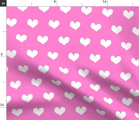 Hot Pink Hearts Fabric Hearts Bold Pink by - Etsy