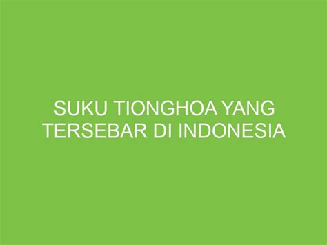 Suku Tionghoa Yang Tersebar Di Indonesia Aikerja