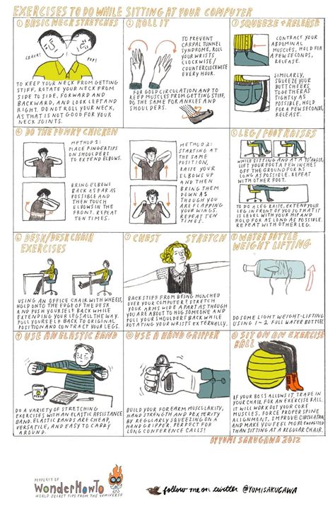 11 Exercises to Do While Sitting at Your Computer | Desk workout ...