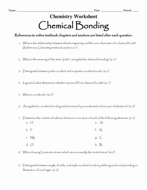 Unit Chemical Bonding Covalent Bonding Worksheet 3 Answer Key