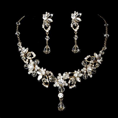 Couture Gold Plated Crystal Vine Bridal Jewelry Set